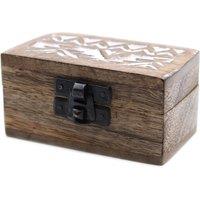 KDMD White Washed Wooden Box - Pill Box Slavic Design in Brown
