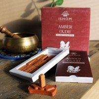 KDMD Pack of 15 Natural Incense Smudge Bricks & Burner - Amber Wood in Maroon