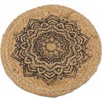 KDMD Natural Place Mat - Jute 30cm - Mandala Print in Brown