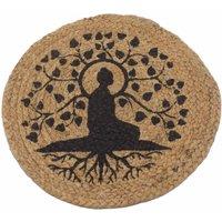 KDMD Natural Place Mat - Jute 30cm - Bodhi Tree Print in Brown