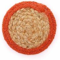 KDMD Natural Coaster - Jute & Cotton 10cm (set of 4) - Clay Boarder in Red