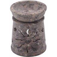 KDMD Small Soapstone Oil Burner 8cm - Sun & Stars in Grey