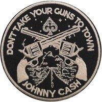 Johnny Cash Patch Dont Take Your Guns Official Official woven Sew on76 x 76mm in Black