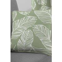 Fusion 'Matteo' Hand Drawn Leaf Print Filled Cushion 100% Cotton in Green | Size: 43 cm x 43 cm