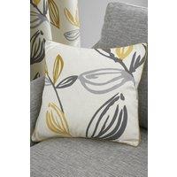 Fusion 'Ensley' Minimalist Leaf Print Filled Cushion 100% Cotton in Mustard | Size: 43 cm x 43 cm