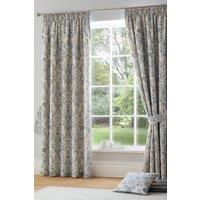 Dreams & Drapes 'Averie' Pair of Pencil Pleat Curtains With Tie-Backs in Blue | Size: 117 cm width x 183 cm drop