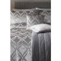 Soiree 'Belfort' Geo Ogee Woven Soft Velvet Filled Cushion in Silver | Size: 43 cm x 43 cm