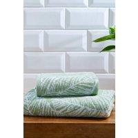 Fusion 'Matteo' Luxury 100% Cotton Leaf Motif Jacquard Towel in Khaki