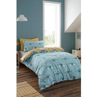 Bedlam 'Cool Cars' 100% Cotton Reversible Duvet Cover Set in Duck Egg Blue | Size: Single