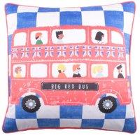 Bedlam 'On The Move' Velvet Filled Cushion in Blue | Size: 43 cm x 43 cm