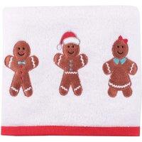 Fusion 'Gingerbread' 100% Cotton Festive 2 Pack Hand Towels in White