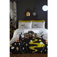 Bedlam 'Haunted House' Glow in the Dark Halloween Duvet Cover Set in Grey | Size: Single