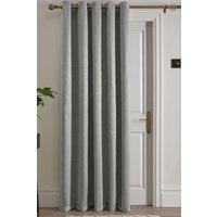 Fusion 'Strata' Dim out woven Eyelet Single Panel Door Curtain in Silver | Size: 168 cm width x 214 cm drop