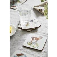 Ulster Weavers 'Portman Farm' Animal Print Printed MDF Coasters (4 Pack) in Grey