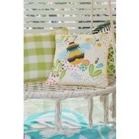 Fusion 'Buzzy Bee' Outdoor Water & UV Resistant Garden Filled Bench Cushion in Yellow | Size: 43 cm x 43 cm