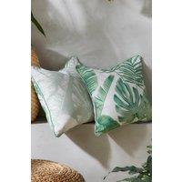 Dreams & Drapes 'Tahiti' Outdoor Water & UV Resistant Garden Filled Bench Cushion in Green | Size: 43 cm x 43 cm