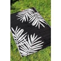 Dreams & Drapes 'Tahiti' Large Leaf Design UV Resistant Outdoor Rug in Black | Size: 170 cm x 120 cm