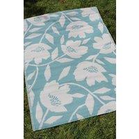 Fusion 'Luna Outdoor' Large floral design UV Resistant Outdoor Rug in Duck Egg Blue | Size: 170 cm x 120 cm