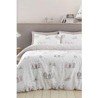 Fusion 'Beach Huts' Summer Seaside Print Duvet Cover Set in Natural | Size: Single