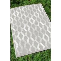 Fusion 'Rico' Outdoor Vertical Zig Zags UV Resistant Outdoor Rug in Grey | Size: 170 cm x 120 cm