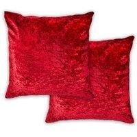 New Edge Blinds Crushed Velvet Cushion Cover in Red | Size: 43 cm x 43 cm