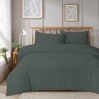 New Edge Blinds Como Duvet Set in White - Single in Grey | Size: Double