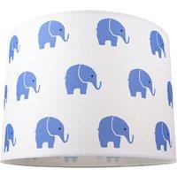Happy Homewares Blue Elephants Little Ones/Kids White Cotton Fabric Bedroom Lamp or Pendant Shade | Size: 10 inches