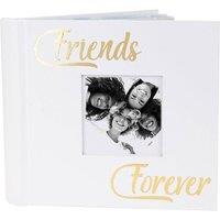 Happy Homewares Modern Friends Forever Photo Album with Gold Foil Text - Holds 80 4x6 Pictures in White
