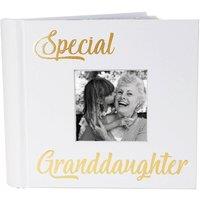 Happy Homewares Modern Special Granddaughter Photo Album with Gold Text - Holds 80 4x6 Pictures in White