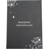 Happy Homewares Beautiful Black Satin Fabric Wedding Certificate Holder with Silver Floral Decor