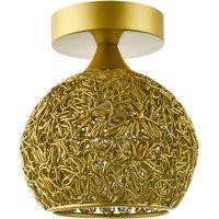 Happy Homewares Modern Ceiling Light Fitting with Twisting Metal Shade in Gold