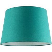 Happy Homewares Modern Cotton Fabric 12inch Drum Lampshade with White Cotton Inner in Teal | Size: 12 inches