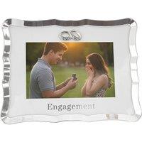 Happy Homewares Modern Engagement Picture Frame in Silver Plating with Double Rings