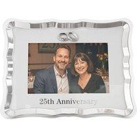 Happy Homewares Modern 25th Anniversary Picture Frame in Silver Plating with Rings