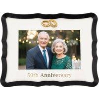 Happy Homewares 50th Anniversary Landscape 4x6 Frame with Gold Text & Gold Rings
