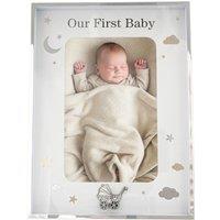 Happy Homewares First Baby Silver Plated Frame with Gold & Silver Stars & Clouds