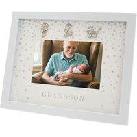Happy Homewares Modern Grandson 4x6 White Picture Frame with Silver Foil Falling Dots