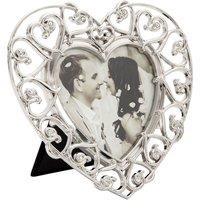 Happy Homewares Heart Themed 4x4 Silver Picture Frame with Small Diamante Crystals