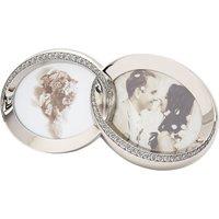 Happy Homewares Double Heart Silver Picture Frame with Square Etched Diamante Crystals