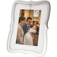 Happy Homewares Christening Picture Frame Nickel Plated with Diamante Cross & Stars in Silver