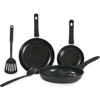 Carter & Clay 5pc Non Stick Cookware Frying Pans & Utensils Set in Black
