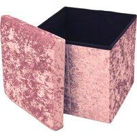 Libbi Lou Velvet Footstool Ottoman Storage Box 38x38x38cm in Pink | Size: 38 x 38 x 38 cm