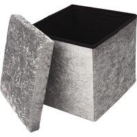 Libbi Lou Velvet Footstool Ottoman Storage Box 38x38x38cm in Grey | Size: 38 x 38 x 38 cm