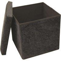 Libbi Lou Velvet Footstool Ottoman Storage Box 38x38x38cm in Black | Size: 38 x 38 x 38 cm