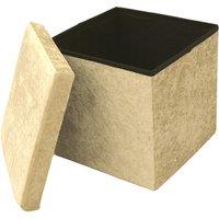 Libbi Lou Velvet Footstool Ottoman Storage Box 38x38x38cm in Cream | Size: 38 x 38 x 38 cm