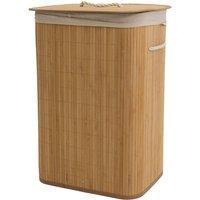 Libbi Lou Bamboo Laundry Basket with Lid 72L Washing Hamper in Light Brown