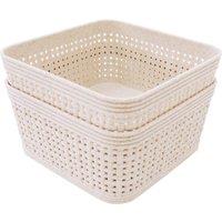 Libbi Lou Storage Baskets Woven Design Set of 6 (12 x 12cm) in Beige | Size: 12 x 12 cm
