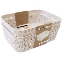 Libbi Lou Storage Baskets Woven Design - Set of 6 (19 x 13.5cm) in Beige | Size: 19 x 13.5 cm