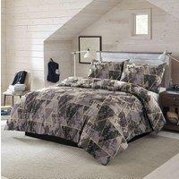 Homes-Linen Triangles Geometric Reversible Printed Duvet Cover Set in Grey | Size: King