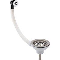 Balterley Fireclay Kitchen Sink Strainer Waste with Overflow Chrome 90mm in Silver